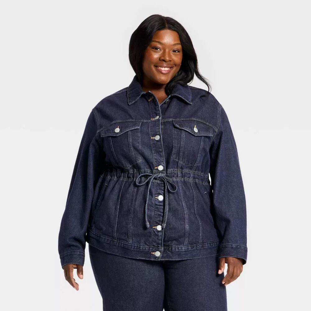 Women's Universal Thread Cinched Waist Trucker Denim Jacket 2X